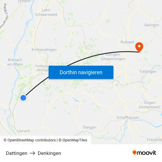 Dattingen to Denkingen map