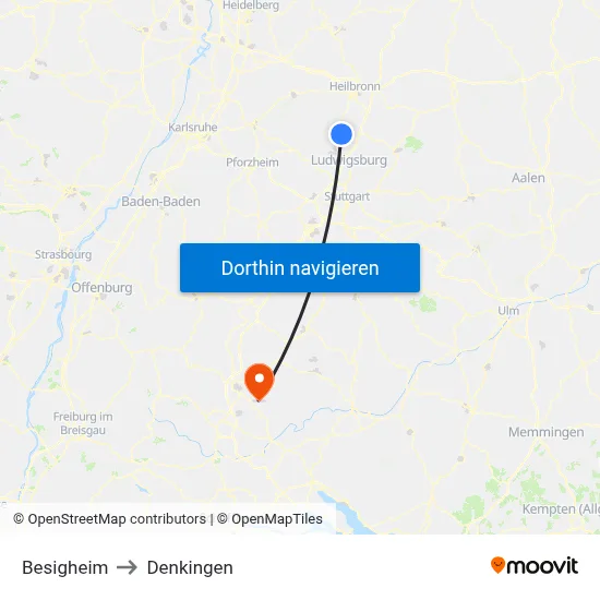 Besigheim to Denkingen map