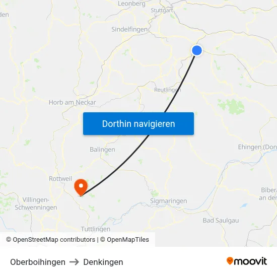 Oberboihingen to Denkingen map