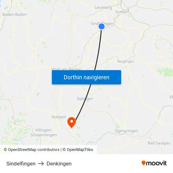 Sindelfingen to Denkingen map