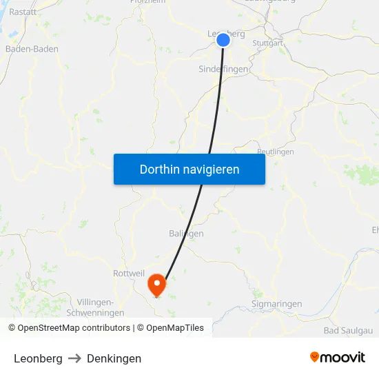 Leonberg to Denkingen map