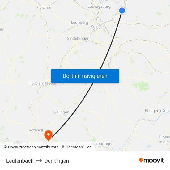 Leutenbach to Denkingen map
