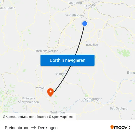 Steinenbronn to Denkingen map