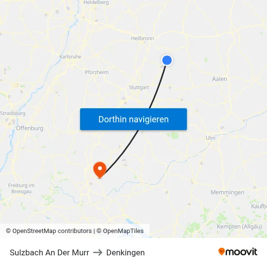 Sulzbach An Der Murr to Denkingen map