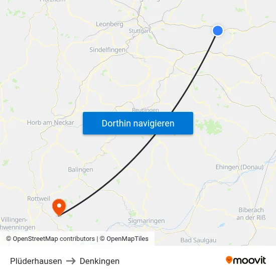 Plüderhausen to Denkingen map