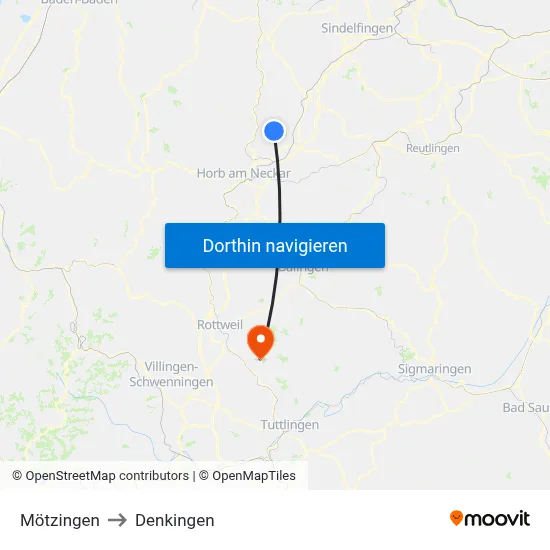 Mötzingen to Denkingen map