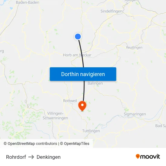 Rohrdorf to Denkingen map