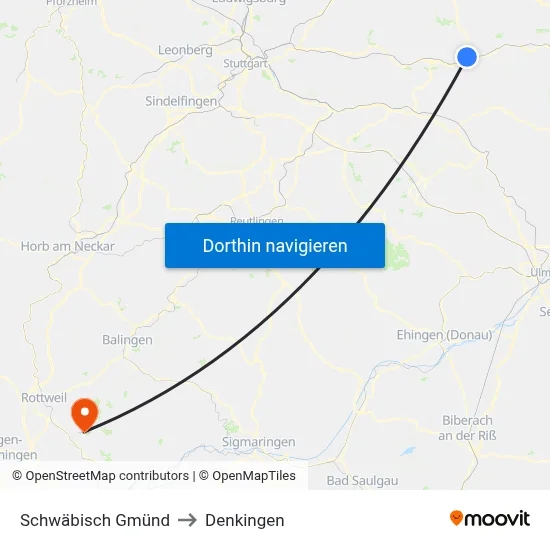 Schwäbisch Gmünd to Denkingen map
