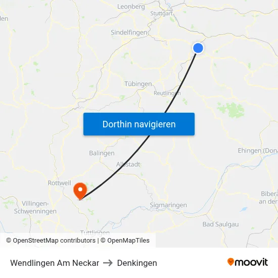 Wendlingen Am Neckar to Denkingen map
