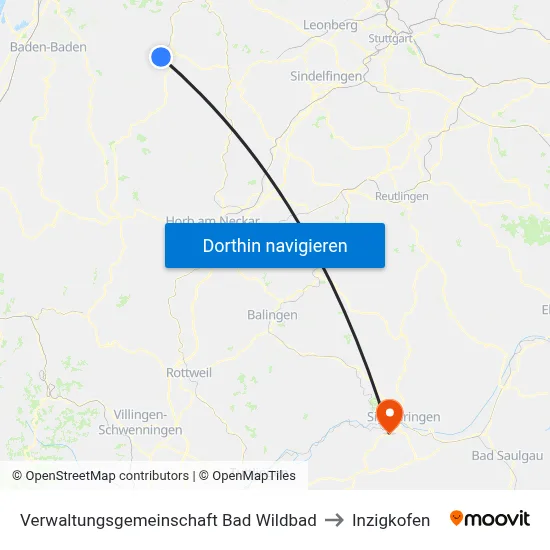 Verwaltungsgemeinschaft Bad Wildbad to Inzigkofen map