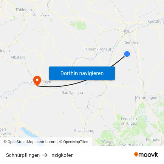 Schnürpflingen to Inzigkofen map
