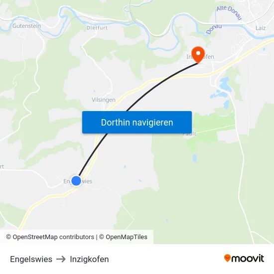 Engelswies to Inzigkofen map