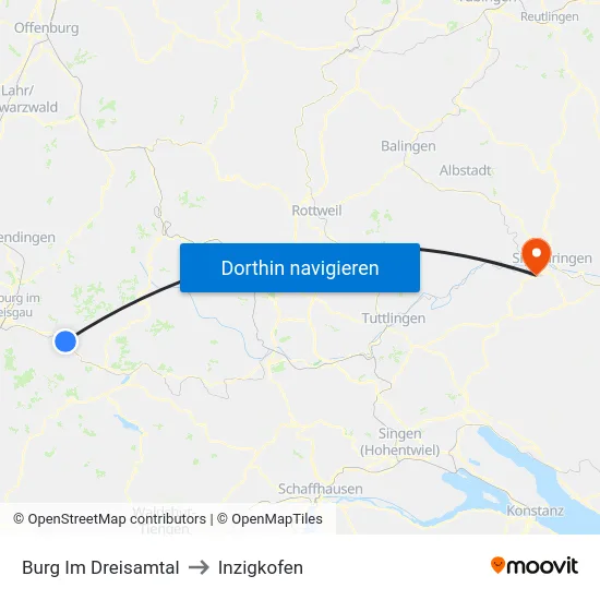 Burg Im Dreisamtal to Inzigkofen map