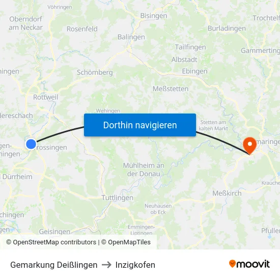 Gemarkung Deißlingen to Inzigkofen map