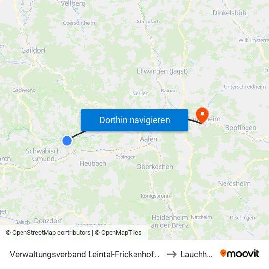 Verwaltungsverband Leintal-Frickenhofer Höhe to Lauchheim map