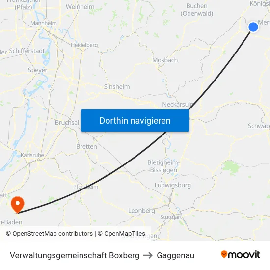 Verwaltungsgemeinschaft Boxberg to Gaggenau map