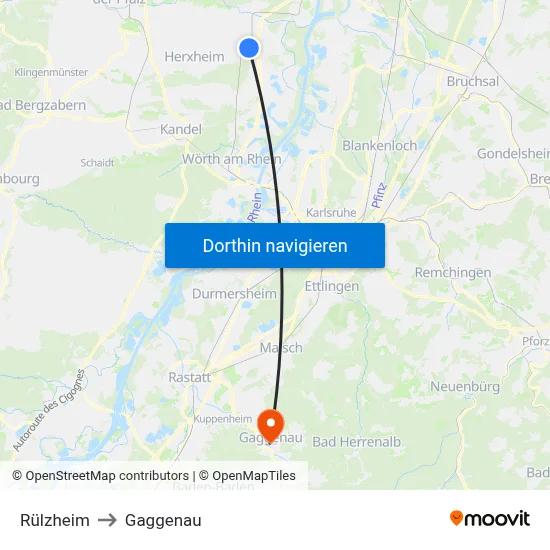 Rülzheim to Gaggenau map