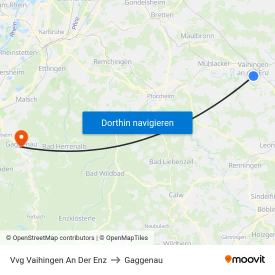 Vvg Vaihingen An Der Enz to Gaggenau map