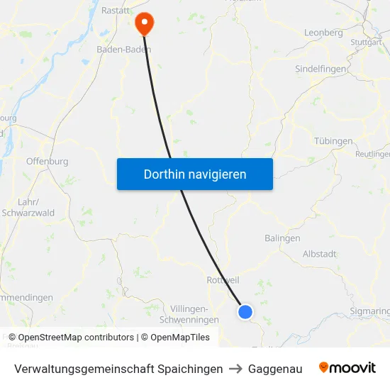 Verwaltungsgemeinschaft Spaichingen to Gaggenau map