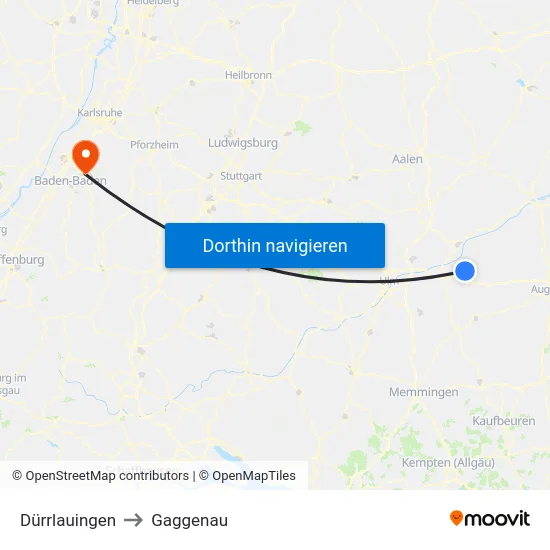 Dürrlauingen to Gaggenau map