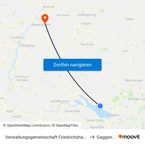 Verwaltungsgemeinschaft Friedrichshafen to Gaggenau map