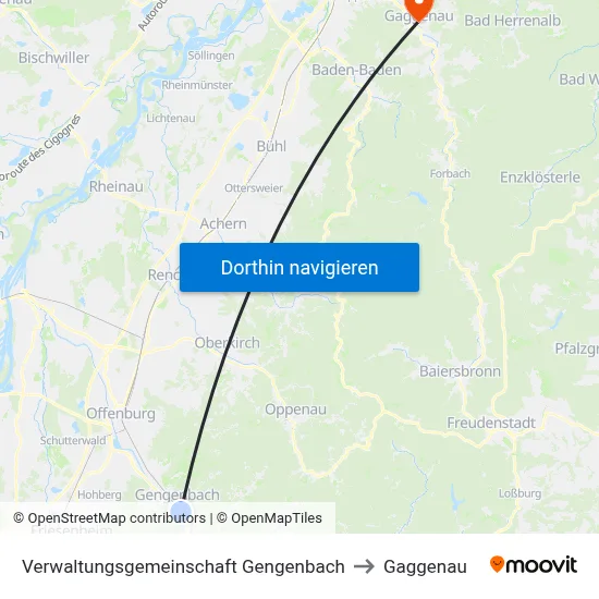 Verwaltungsgemeinschaft Gengenbach to Gaggenau map