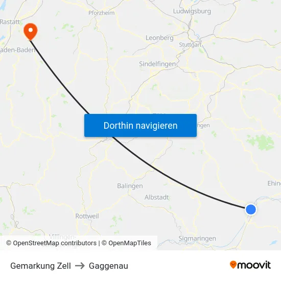 Gemarkung Zell to Gaggenau map
