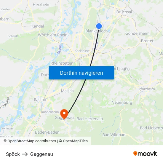 Spöck to Gaggenau map