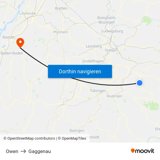 Owen to Gaggenau map