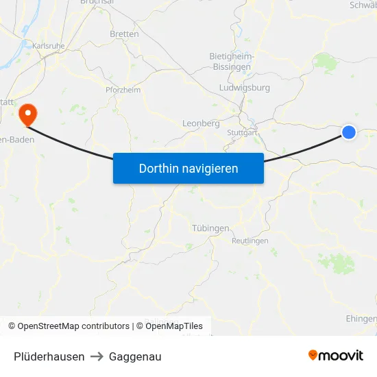 Plüderhausen to Gaggenau map
