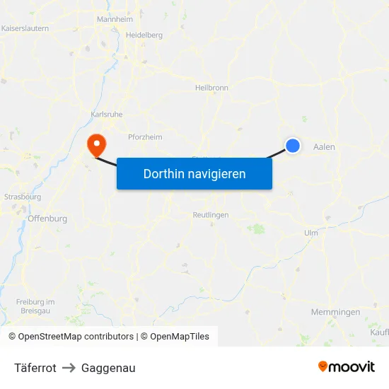 Täferrot to Gaggenau map