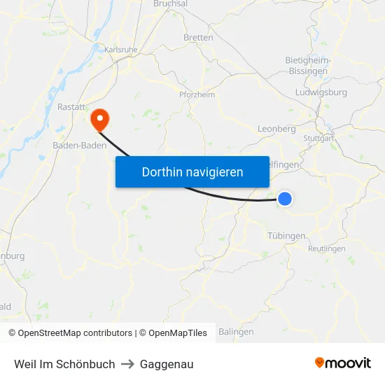 Weil Im Schönbuch to Gaggenau map