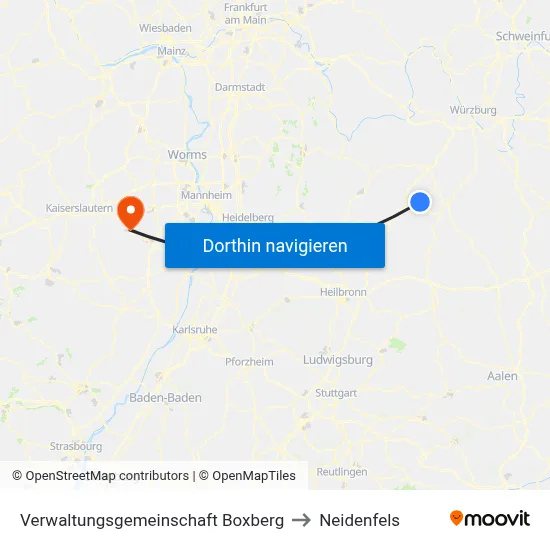 Verwaltungsgemeinschaft Boxberg to Neidenfels map