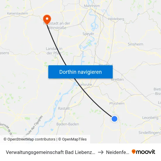 Verwaltungsgemeinschaft Bad Liebenzell to Neidenfels map