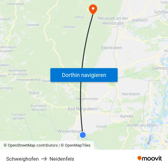 Schweighofen to Neidenfels map