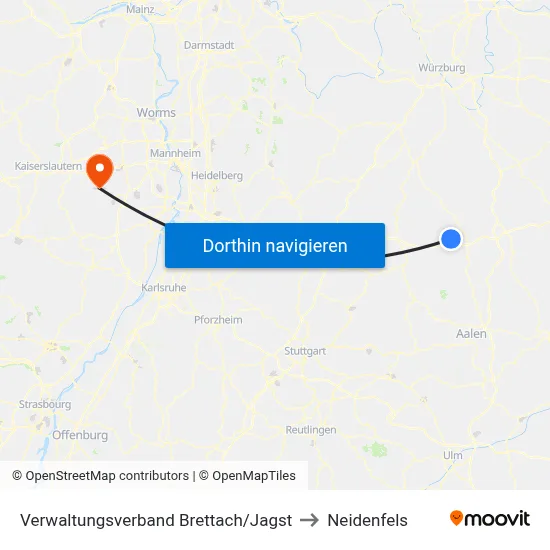 Verwaltungsverband Brettach/Jagst to Neidenfels map