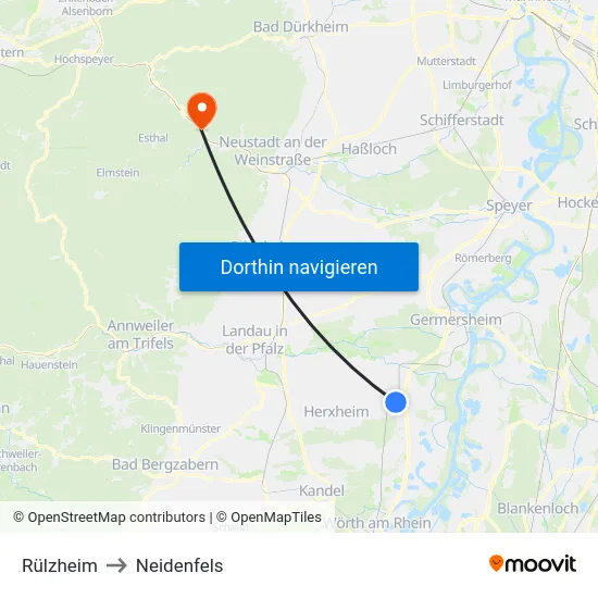 Rülzheim to Neidenfels map