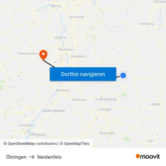 Öhringen to Neidenfels map