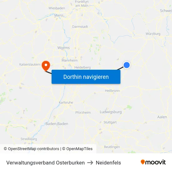 Verwaltungsverband Osterburken to Neidenfels map