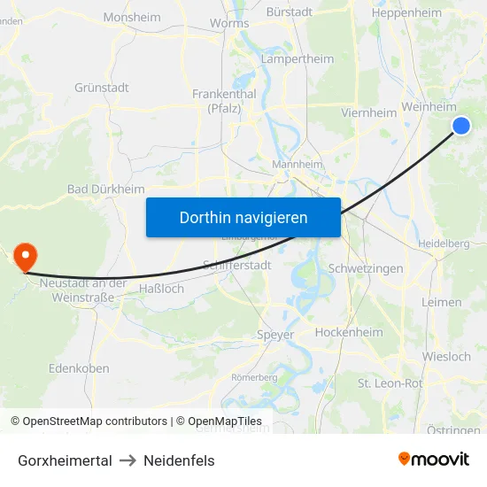 Gorxheimertal to Neidenfels map