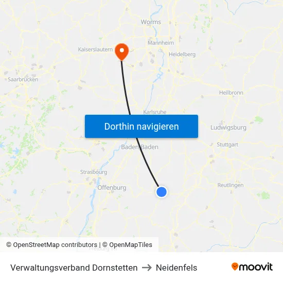 Verwaltungsverband Dornstetten to Neidenfels map