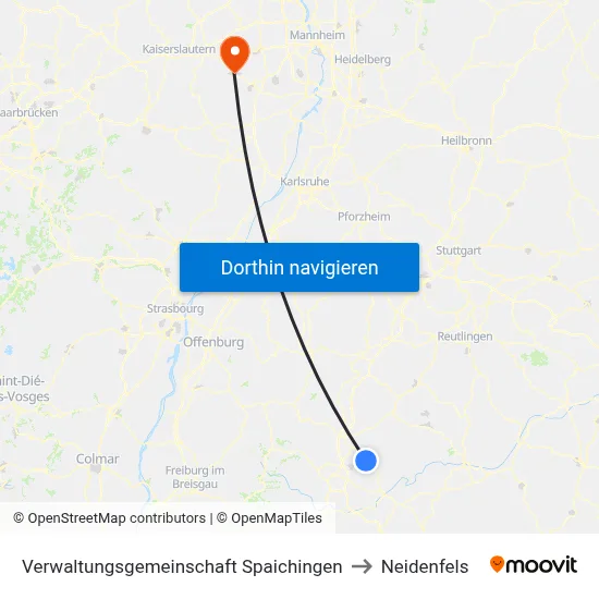 Verwaltungsgemeinschaft Spaichingen to Neidenfels map