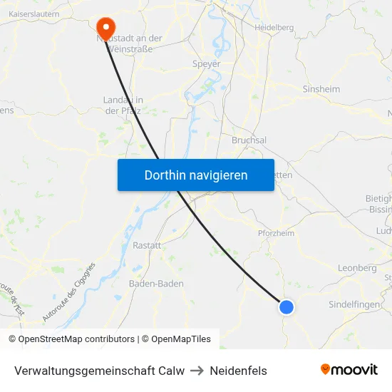 Verwaltungsgemeinschaft Calw to Neidenfels map