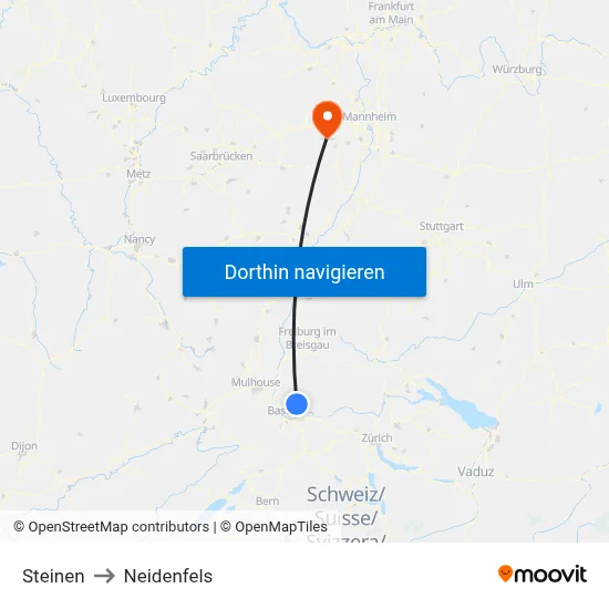 Steinen to Neidenfels map