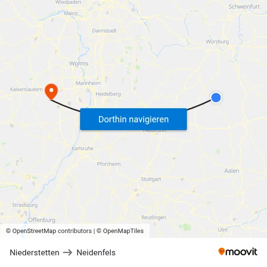 Niederstetten to Neidenfels map