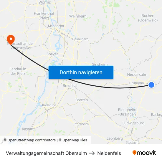 Verwaltungsgemeinschaft Obersulm to Neidenfels map