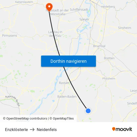 Enzklösterle to Neidenfels map
