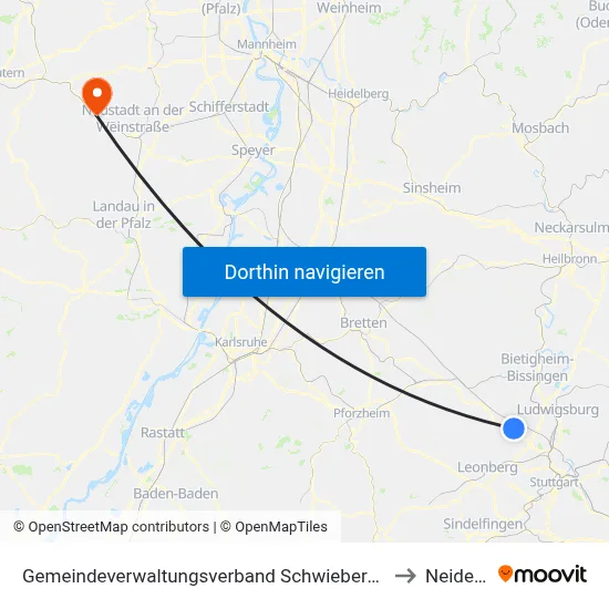 Gemeindeverwaltungsverband Schwieberdingen-Hemmingen to Neidenfels map