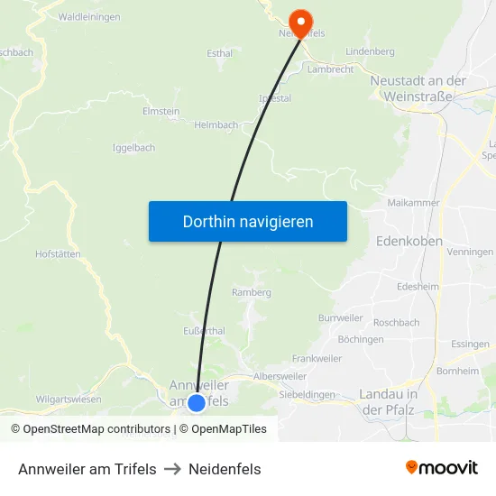 Annweiler am Trifels to Neidenfels map