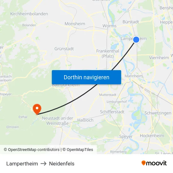 Lampertheim to Neidenfels map